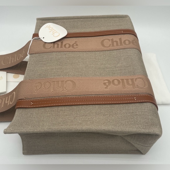 NEW! CHLOE WOODY MEDIUM CANVAS TOTE BAG NWT AUTHENTIC - Picture 6 of 14